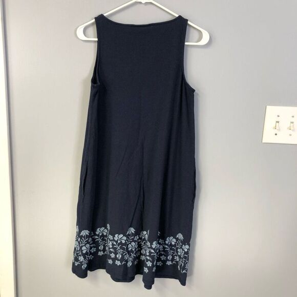 J. Jill blue embroidered knit dress cotton modal blend tank a line sz xs pockets - Picture 7 of 11